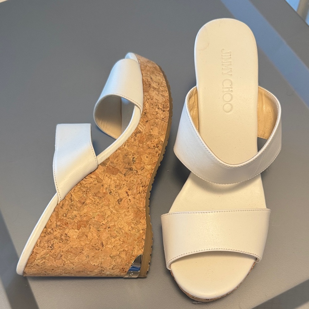 Jimmy Choo Cream Cork Wedges